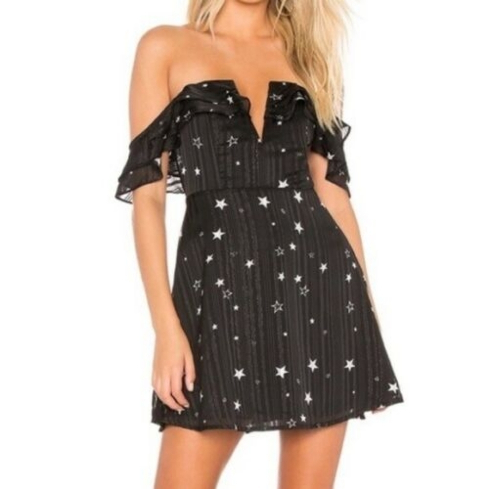 Revolve About Us Star Print Off the Shoulder Mini Dress - Size XS